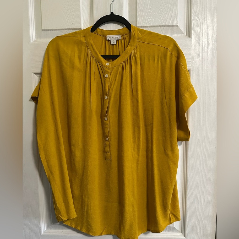 Point Sur Mustard Yellow Button-Up Blouse Large